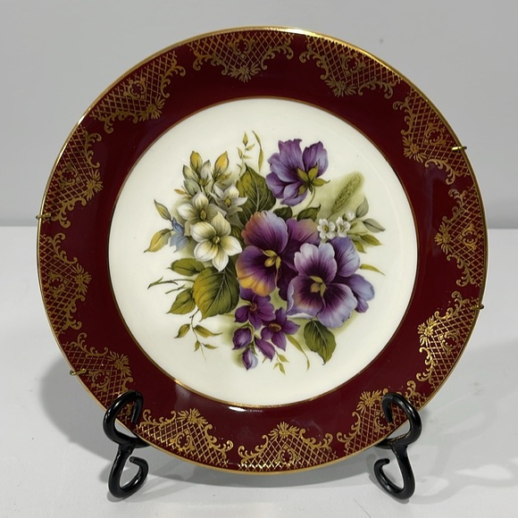Weatherby Royal Falcon Pansy Floral Plate Made In England Decorative Use - Picture 8 of 12